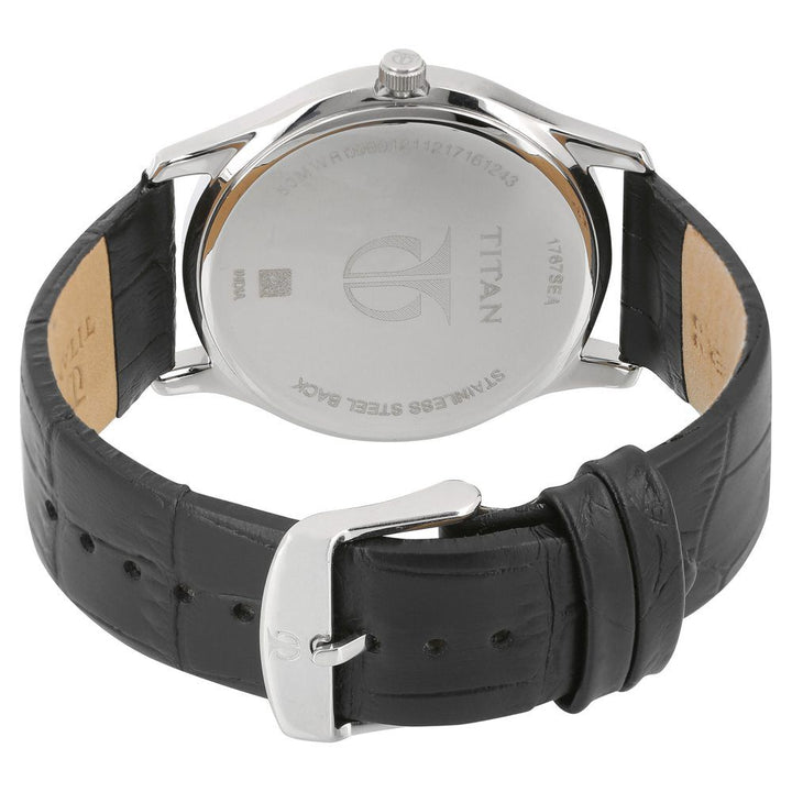 Titan Workwear Blue Dial Analog with Day and Date Leather Strap watch for Men NR1767SL03