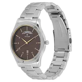 Titan Workwear Watch with Brown Dial & Stainless Steel Strap NP1767SM03 (DH329)