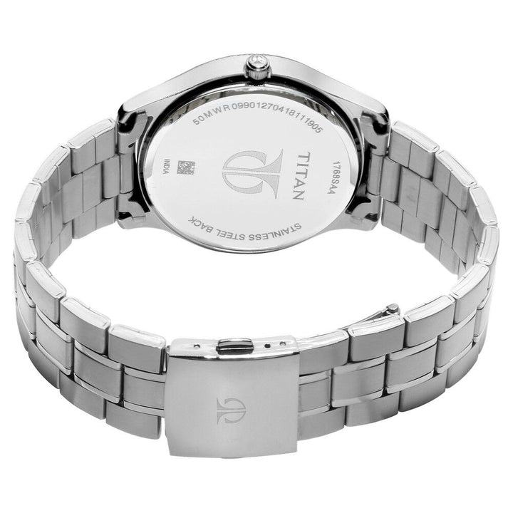 Titan Quartz Multifunction White Dial Stainless Steel Strap watch for Men-NL1768BM01