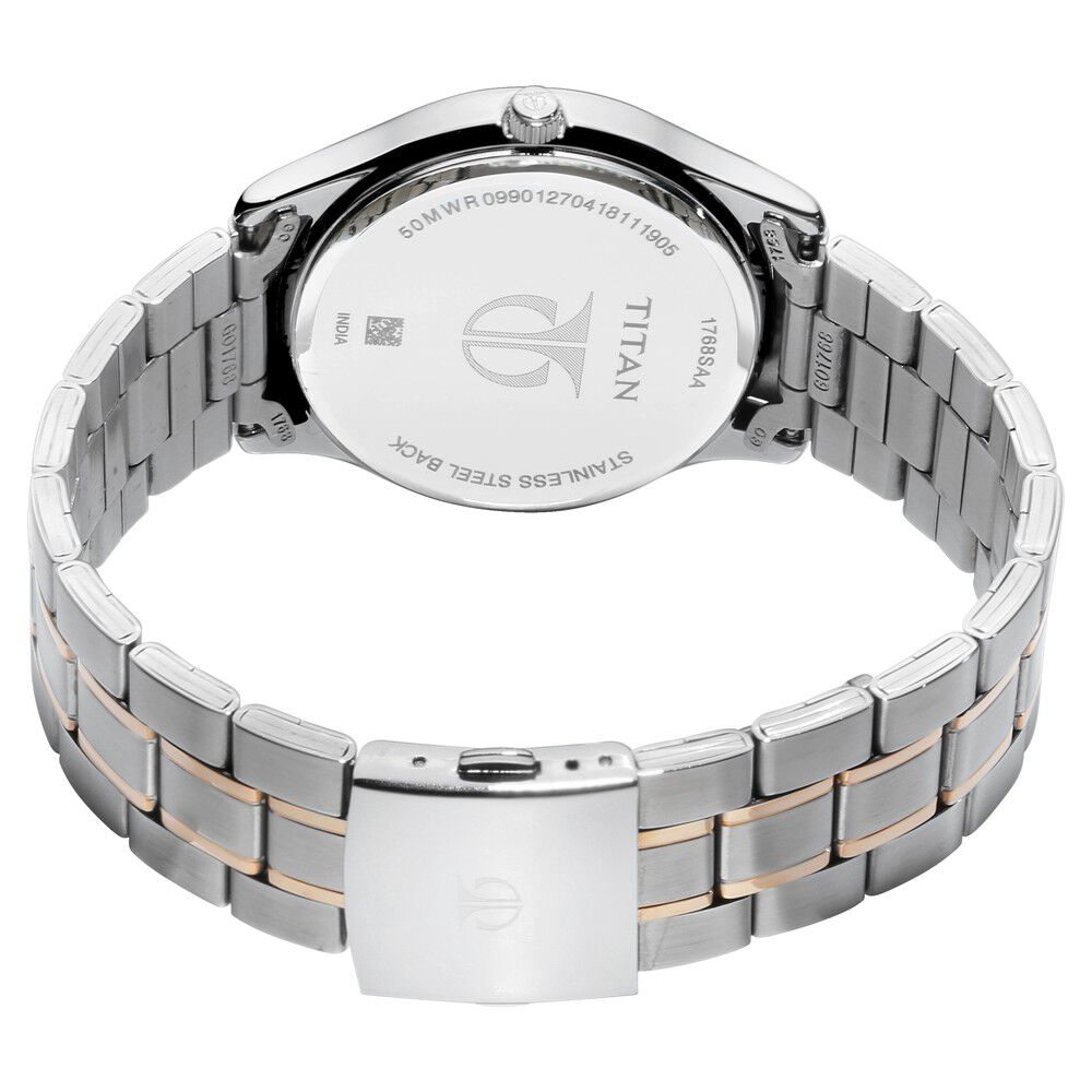 Titan Quartz Multifunction Black Dial Stainless Steel Strap Watch for Men NS1768KM01