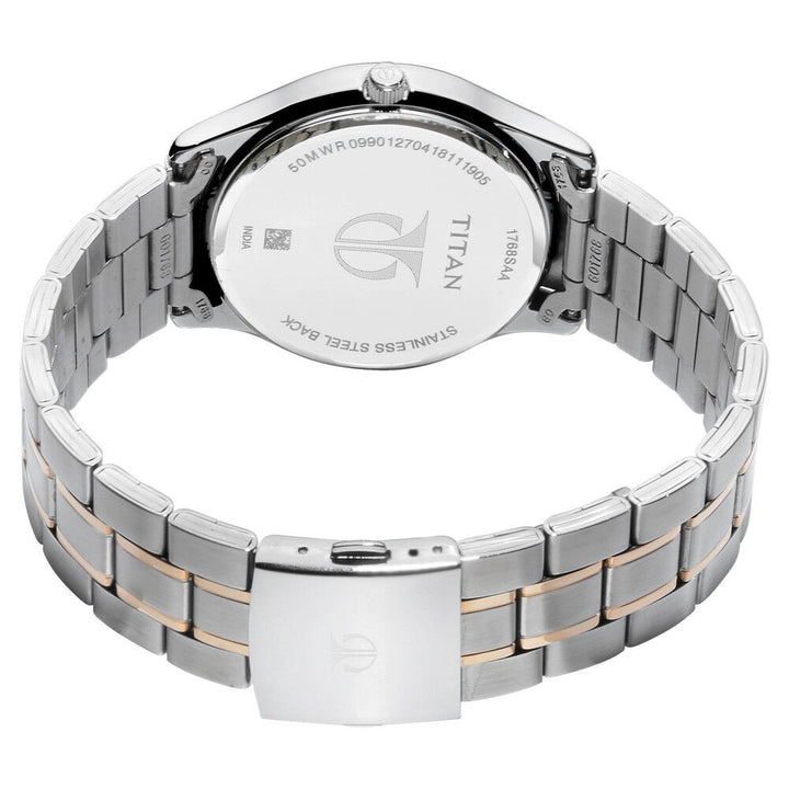 Titan Quartz Multifunction Black Dial Stainless Steel Strap Watch for Men NS1768KM01