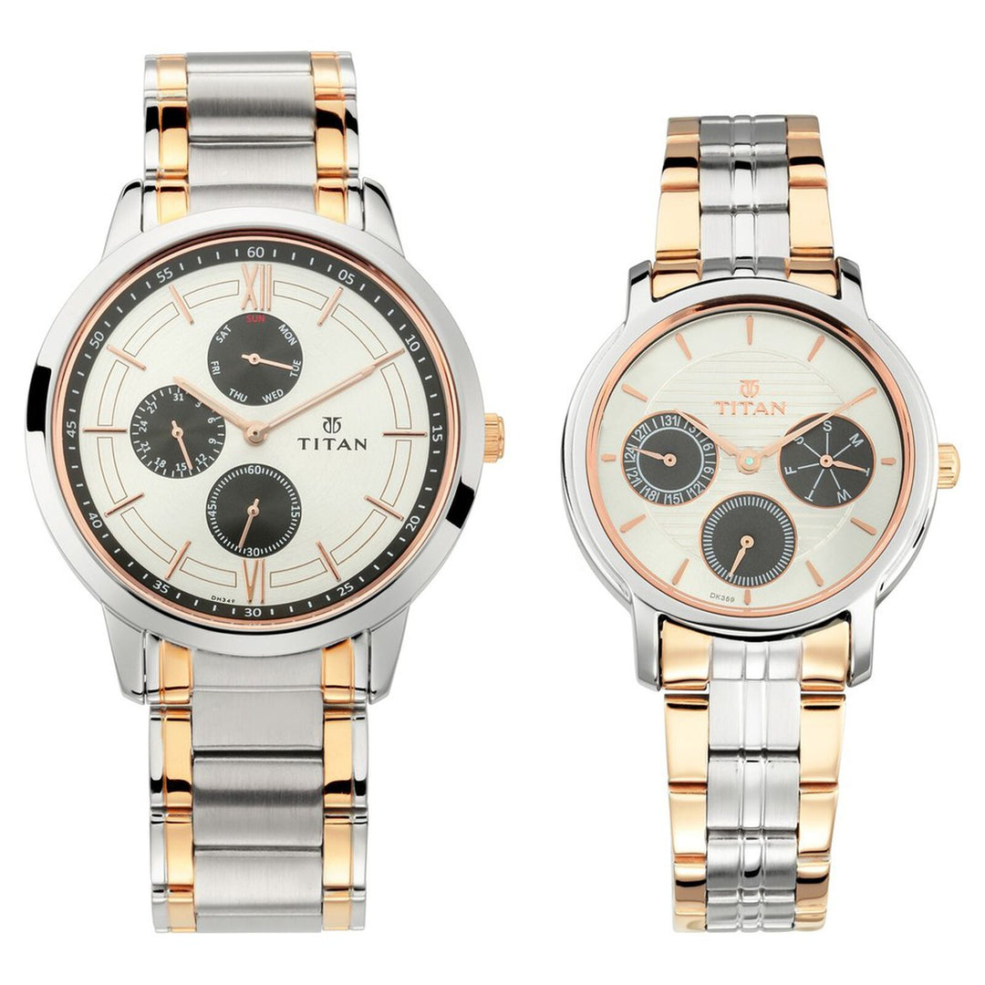 Titan Bandhan 17692589KM01 Silver Dial Couple Watch