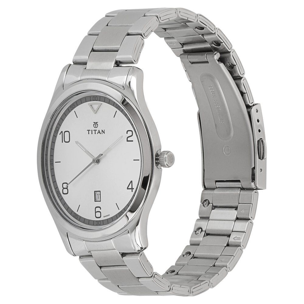 Titan Workwear White Dial Analog with Date Stainless Steel Strap watch for Men NS1770SM01