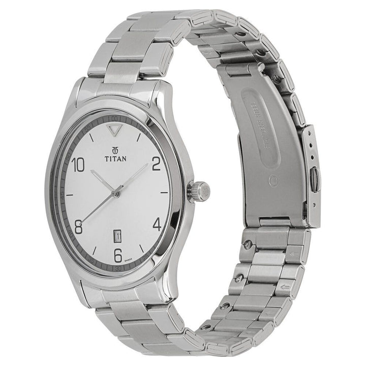 Titan Workwear White Dial Analog with Date Stainless Steel Strap watch for Men NS1770SM01