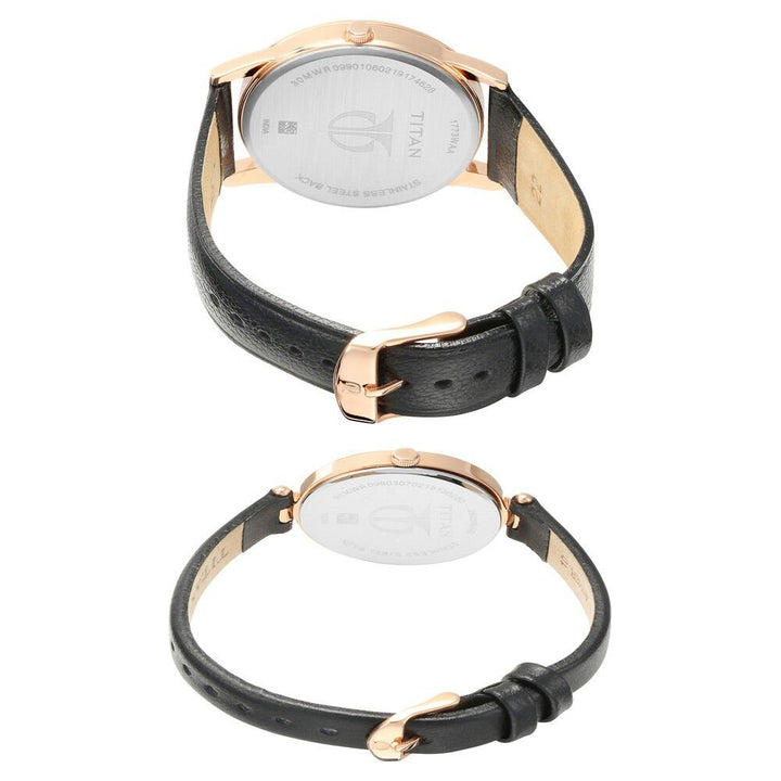 Titan Bandhan Silver Dial Analog Leather Strap watch for Couple - The Watch Factory ®
