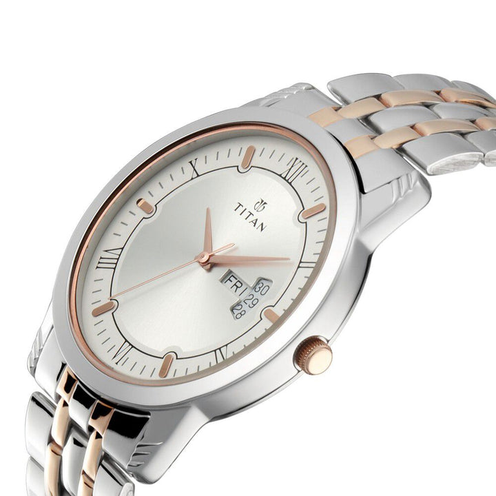 Titan Bandhan Quartz Analog with Day and Date Silver Dial Stainless Steel Strap Watch for Couple - The Watch Factory ®