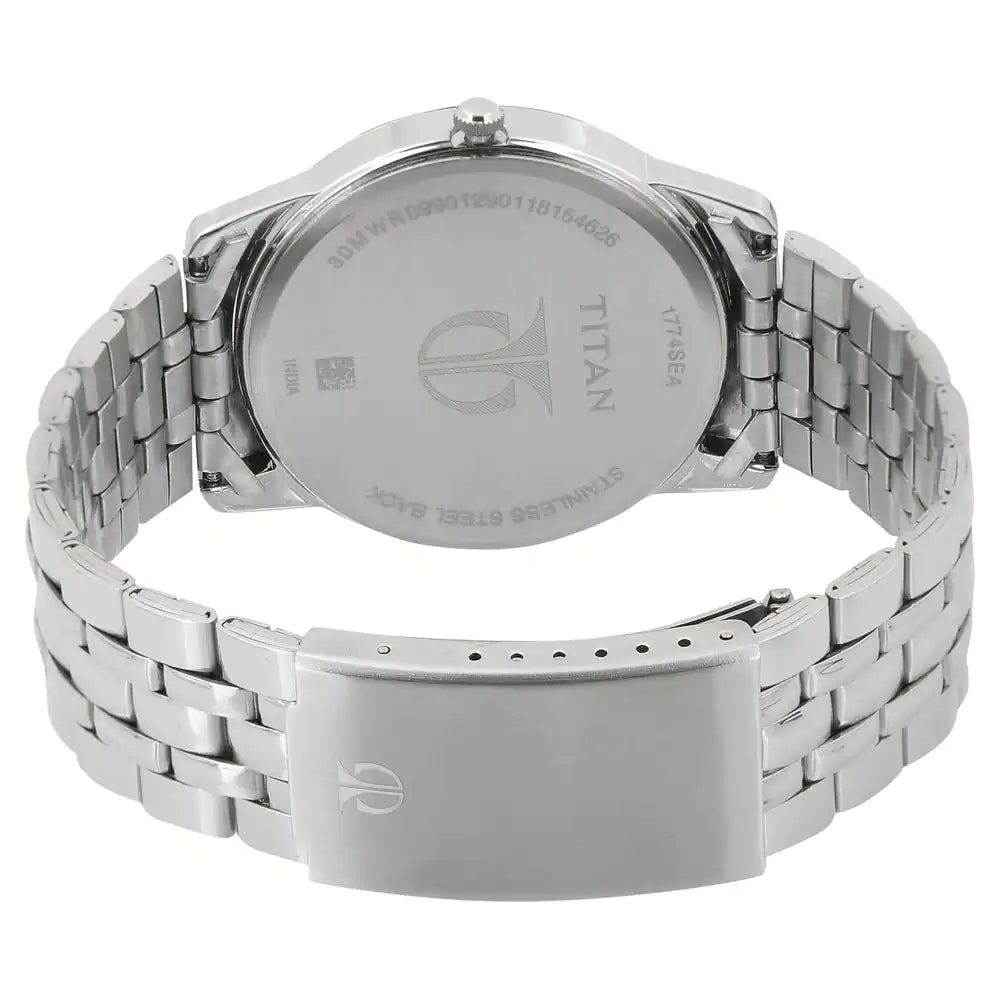 Titan Blue Dial Silver Stainless Steel Strap Watch NP1774SM01