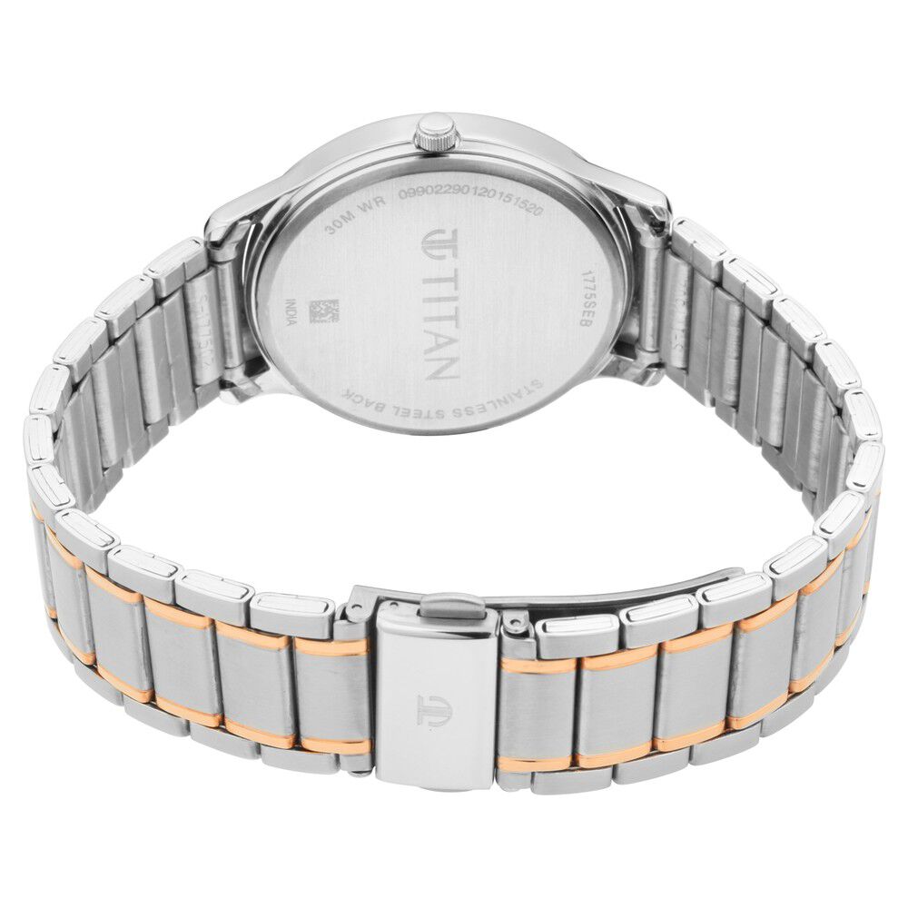 Titan Quartz Analog with Day and Date Black Dial Metal Strap Watch for Men NS1775KM01