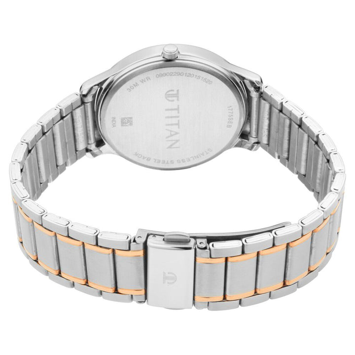 Titan Quartz Analog with Day and Date Black Dial Metal Strap Watch for Men NS1775KM01