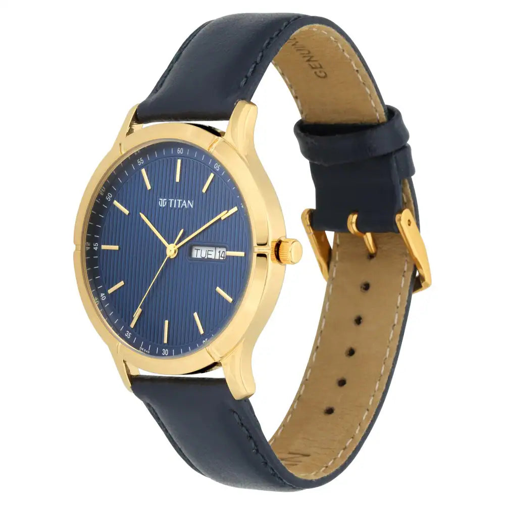 Titan Lagan - Blue Dial Leather Strap NP1775YL02