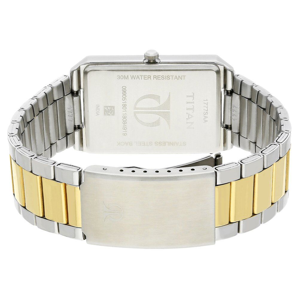 Titan Rectangle Black Dial Analog with Date Stainless Steel Strap watch for Men-1777BM01