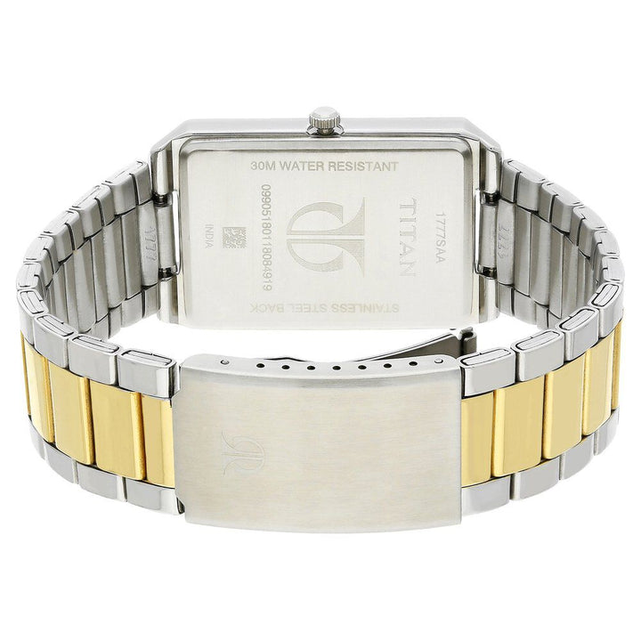 Titan Rectangle Black Dial Analog with Date Stainless Steel Strap watch for Men-1777BM01