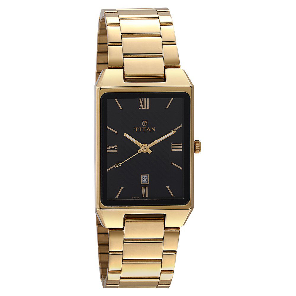 Titan Quartz Analog with Date Black Dial Stainless Steel Strap Watch for Men-1777YM01