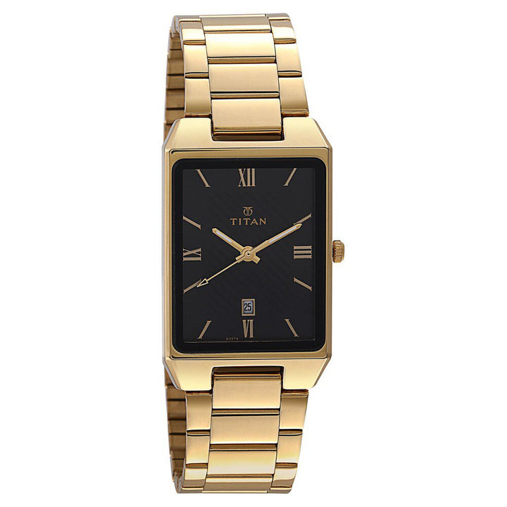 Titan Quartz Analog with Date Black Dial Stainless Steel Strap Watch for Men-1777YM01