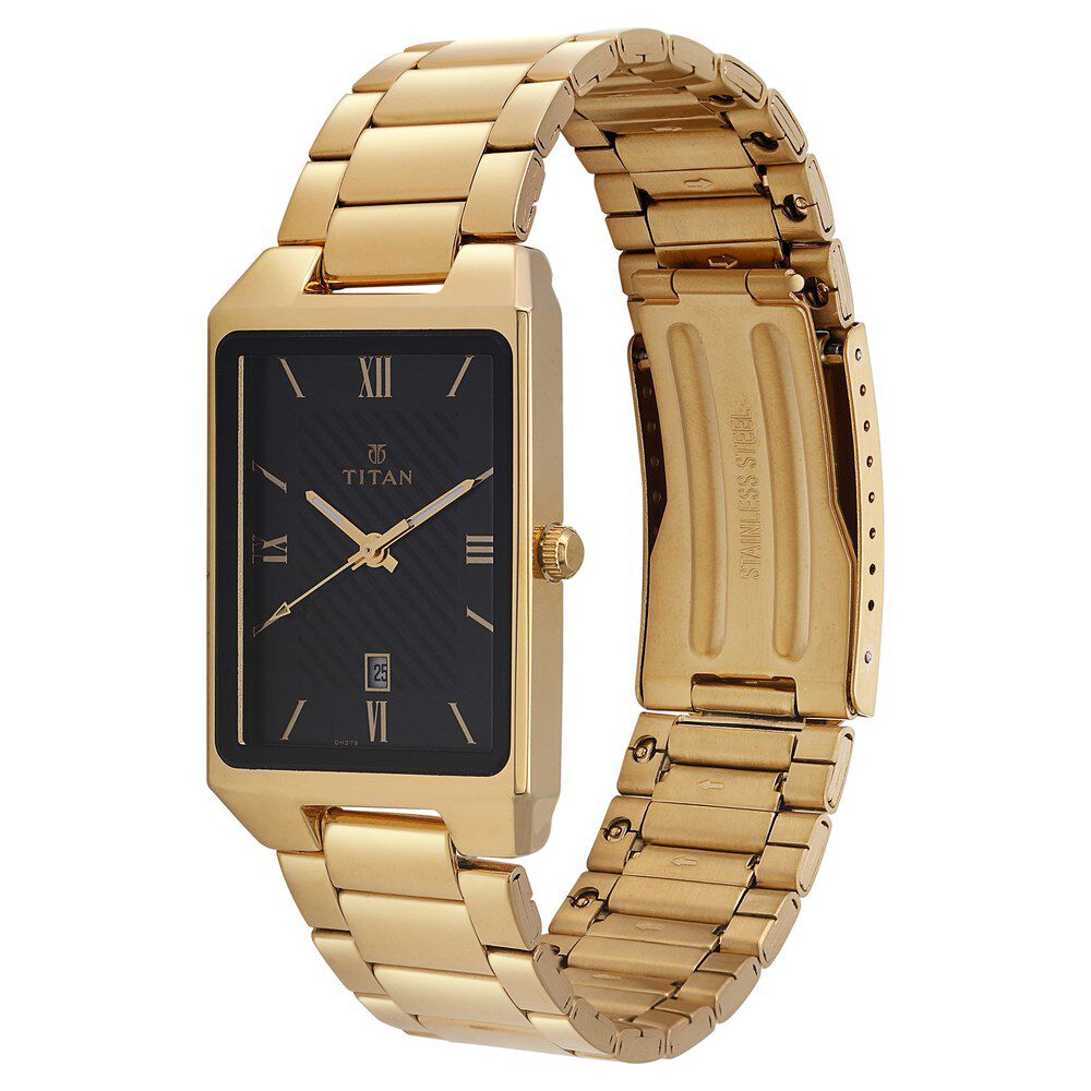 Titan Quartz Analog with Date Black Dial Stainless Steel Strap Watch for Men-1777YM01