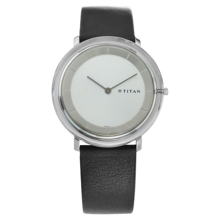Titan Quartz Analog Silver Dial Leather Strap Watch for Men NS1778SL01
