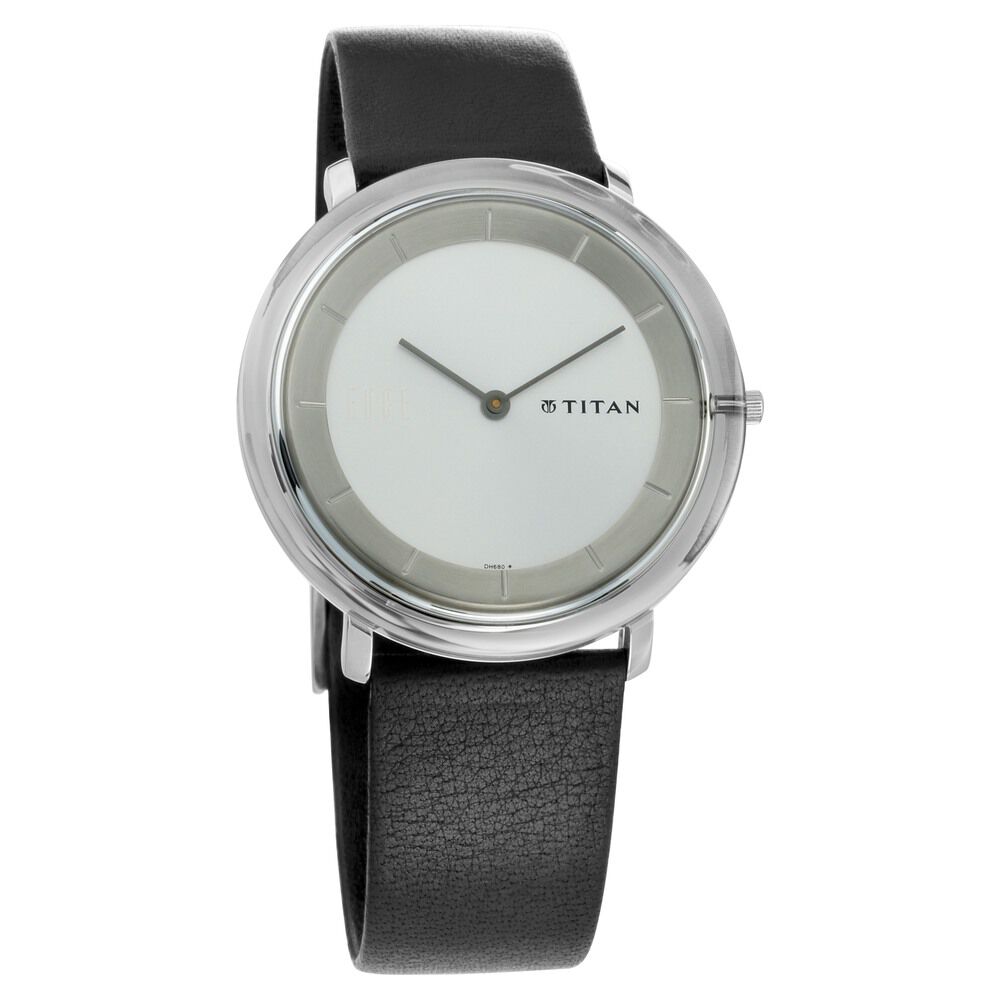 Titan Quartz Analog Silver Dial Leather Strap Watch for Men NS1778SL01