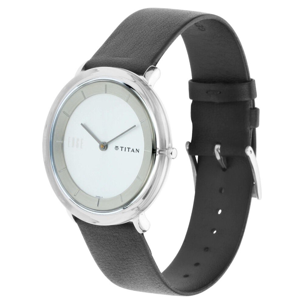 Titan Quartz Analog Silver Dial Leather Strap Watch for Men NS1778SL01