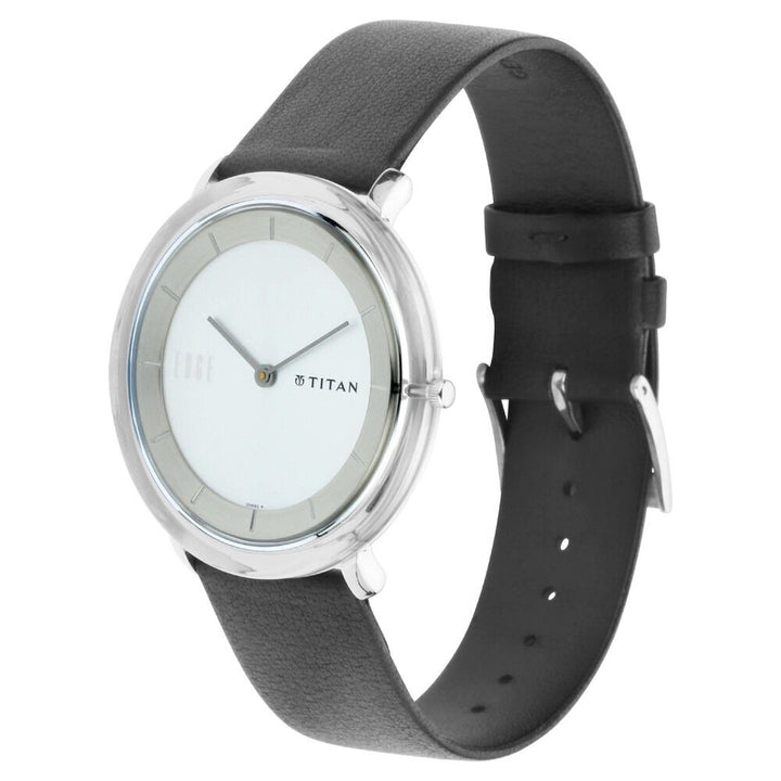 Titan Quartz Analog Silver Dial Leather Strap Watch for Men NS1778SL01