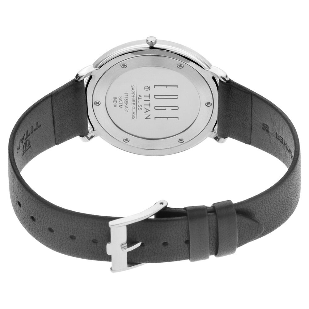 Titan Quartz Analog Silver Dial Leather Strap Watch for Men NS1778SL01