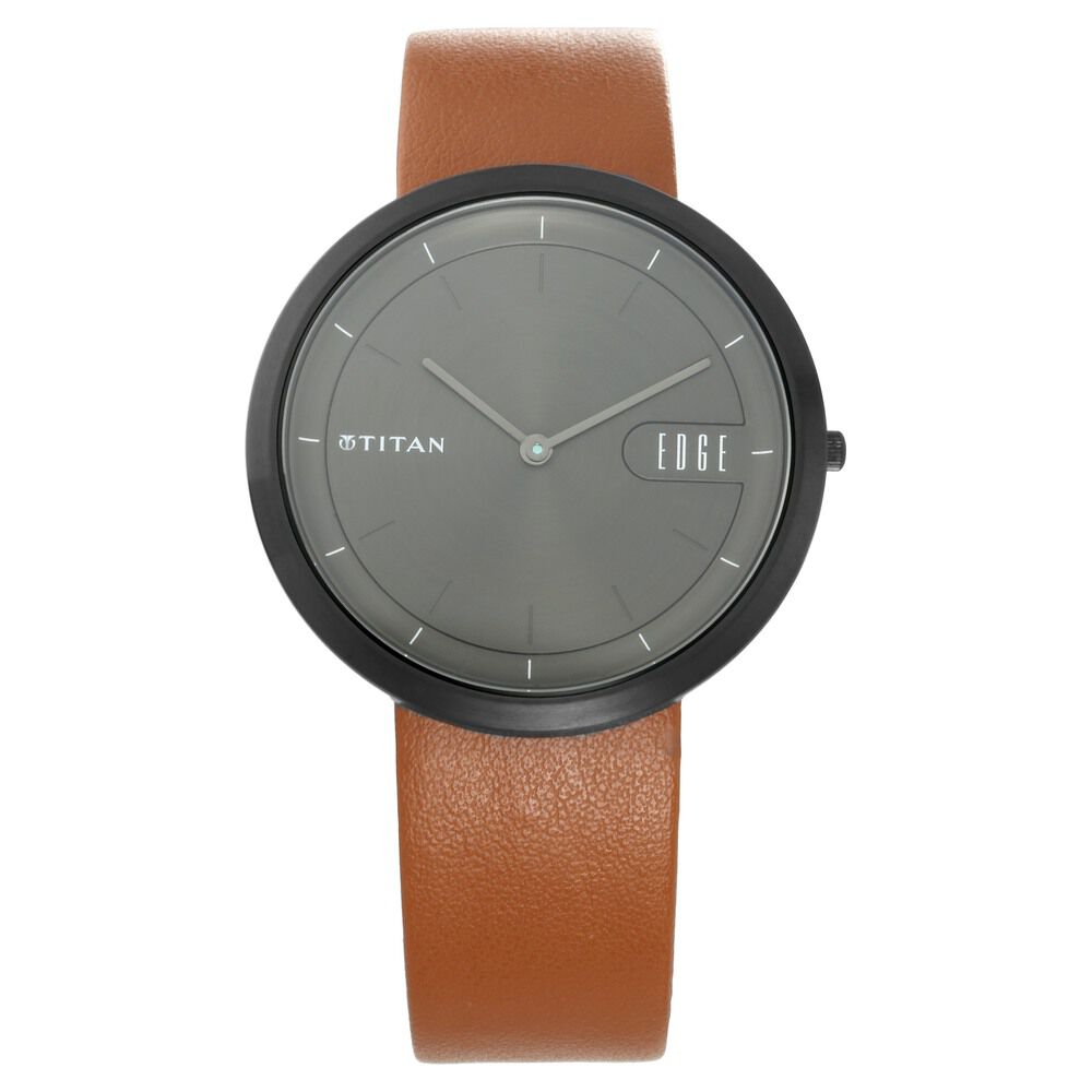 Titan Edge Zen Anthracite Dial Analog Leather Strap watch for Men NS1779NL01