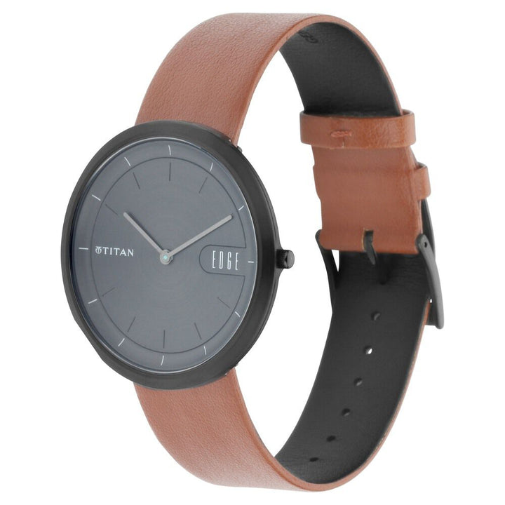 Titan Edge Zen Anthracite Dial Analog Leather Strap watch for Men NS1779NL01