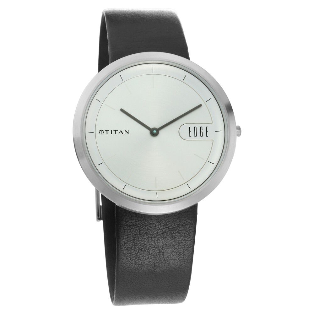 Titan Quartz Analog Silver Dial Leather Strap Watch for Men - The Watch Factory ®