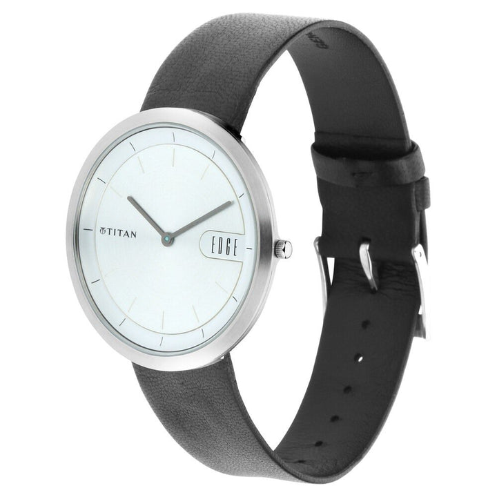 Titan Quartz Analog Silver Dial Leather Strap Watch for Men - The Watch Factory ®