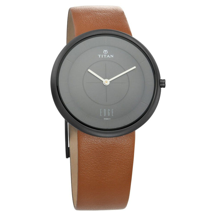 Titan Edge Zen Black Dial Analog Leather Strap Watch for Men NS1780NL01