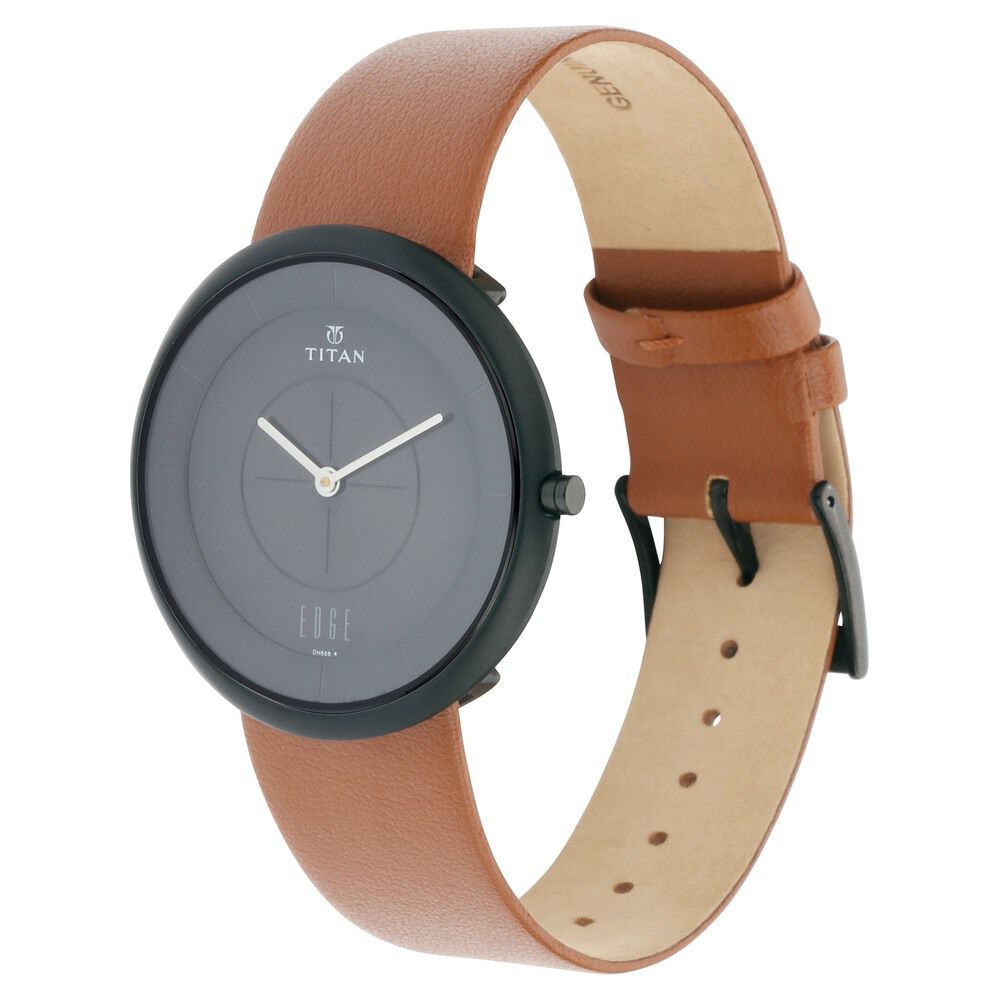 Titan Edge Zen Black Dial Analog Leather Strap Watch for Men NS1780NL01