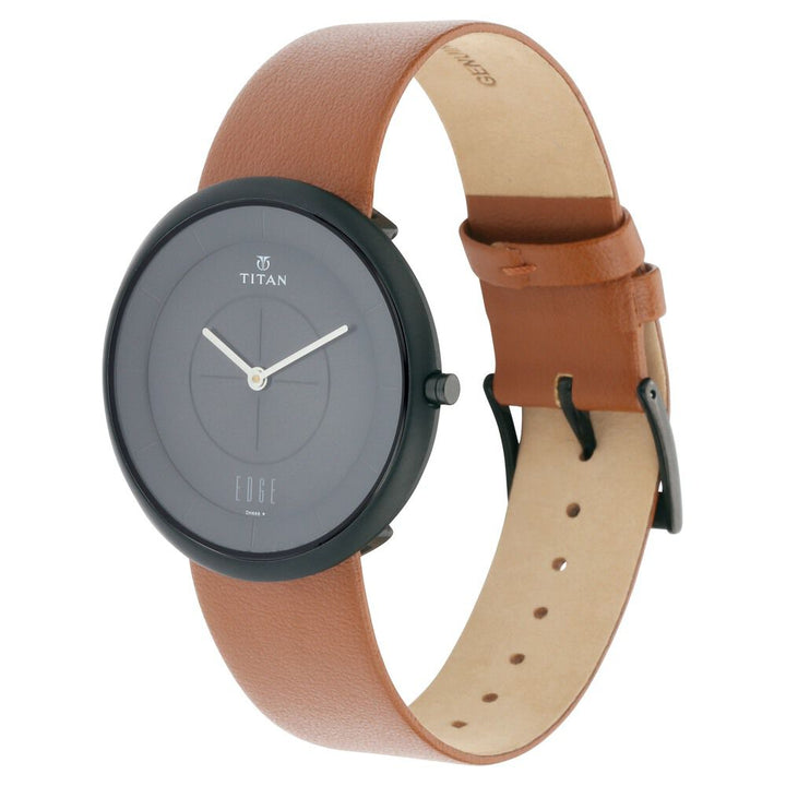 Titan Edge Zen Black Dial Analog Leather Strap Watch for Men NS1780NL01