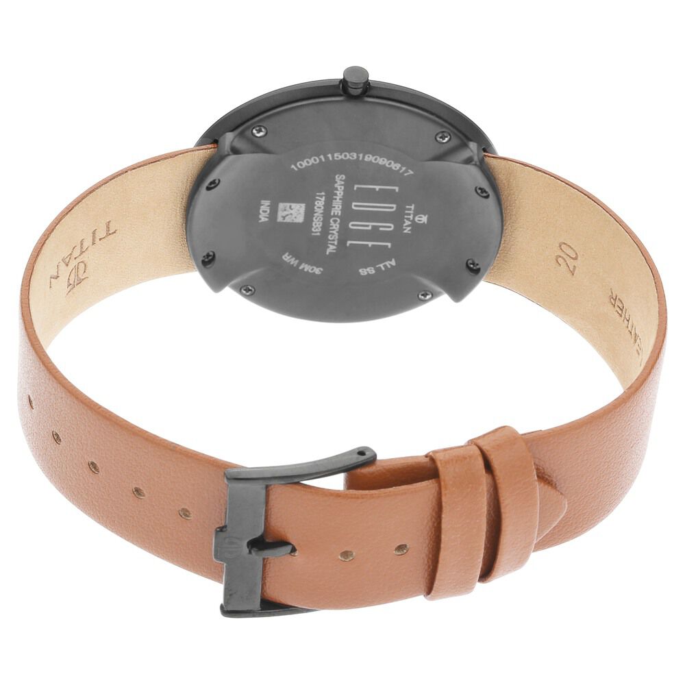 Titan Edge Zen Black Dial Analog Leather Strap Watch for Men NS1780NL01