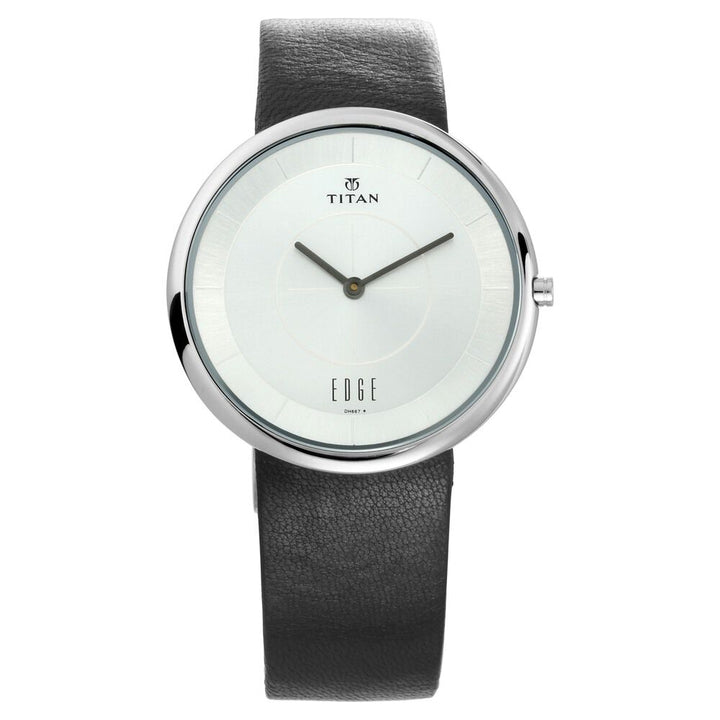 Titan Quartz Analog Silver Dial Leather Strap Watch for Men-NS1780SL01