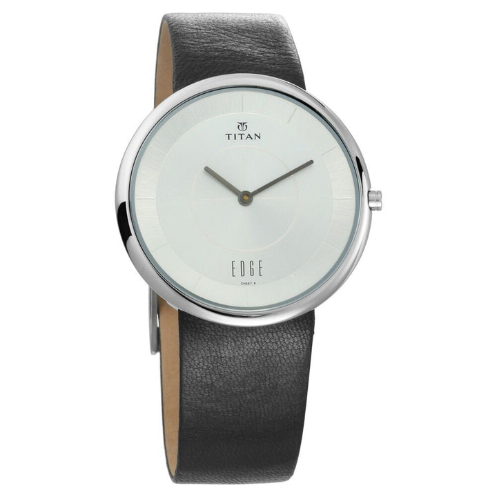 Titan Quartz Analog Silver Dial Leather Strap Watch for Men-NS1780SL01