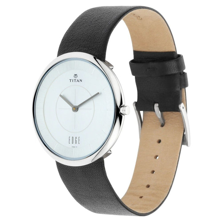 Titan Quartz Analog Silver Dial Leather Strap Watch for Men-NS1780SL01