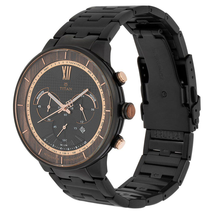Titan Grandmaster Black Dial Chronograph Metal Strap watch for Men-NN1786KM02