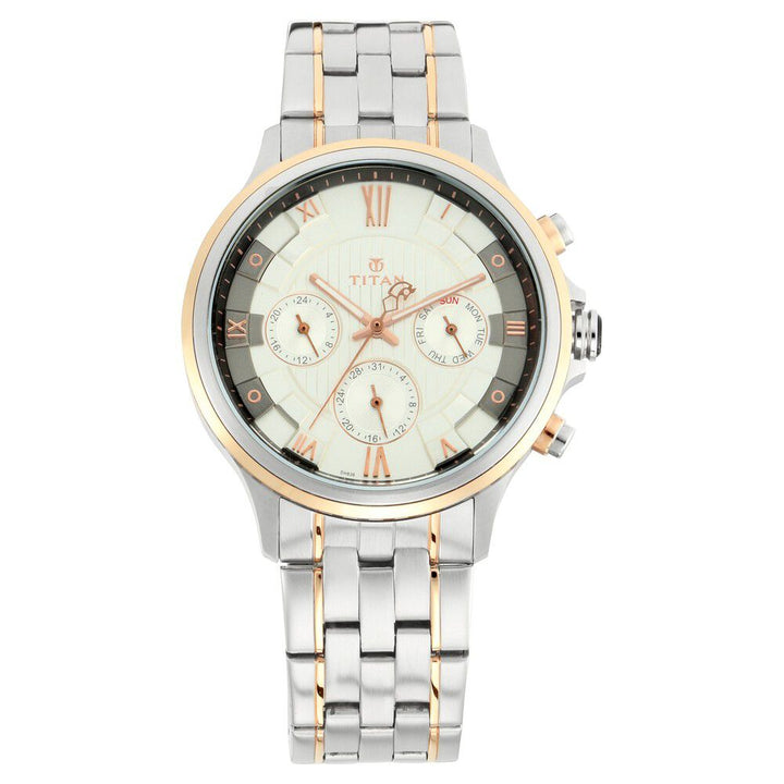 Titan Grandmaster Silver Dial Quartz Multifunction Metal Strap Watch for Men-NL1787KM01