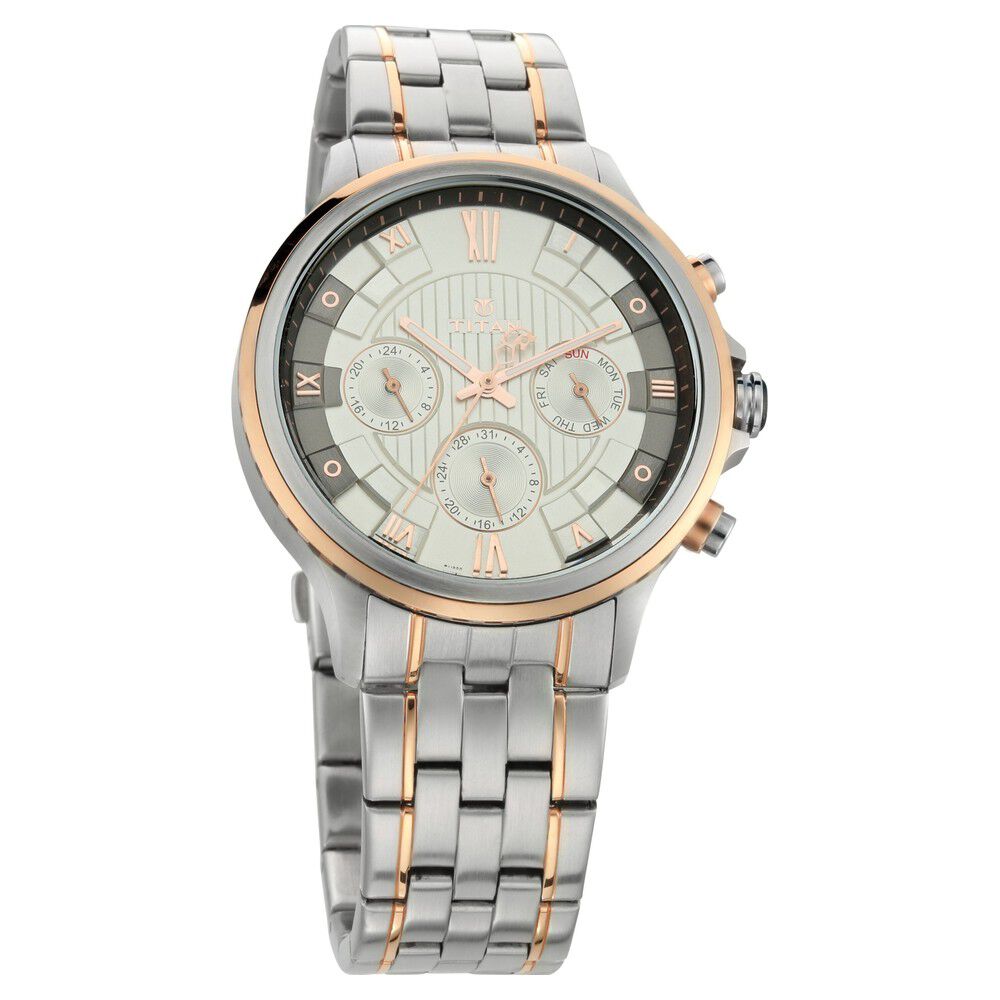 Titan Grandmaster Silver Dial Quartz Multifunction Metal Strap Watch for Men-NL1787KM01