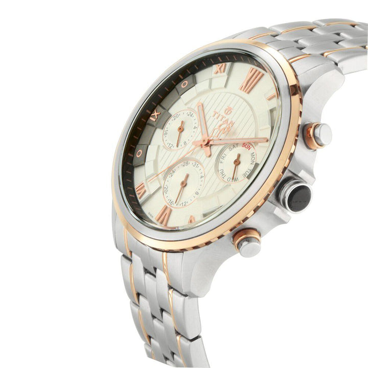 Titan Grandmaster Silver Dial Quartz Multifunction Metal Strap Watch for Men-NL1787KM01
