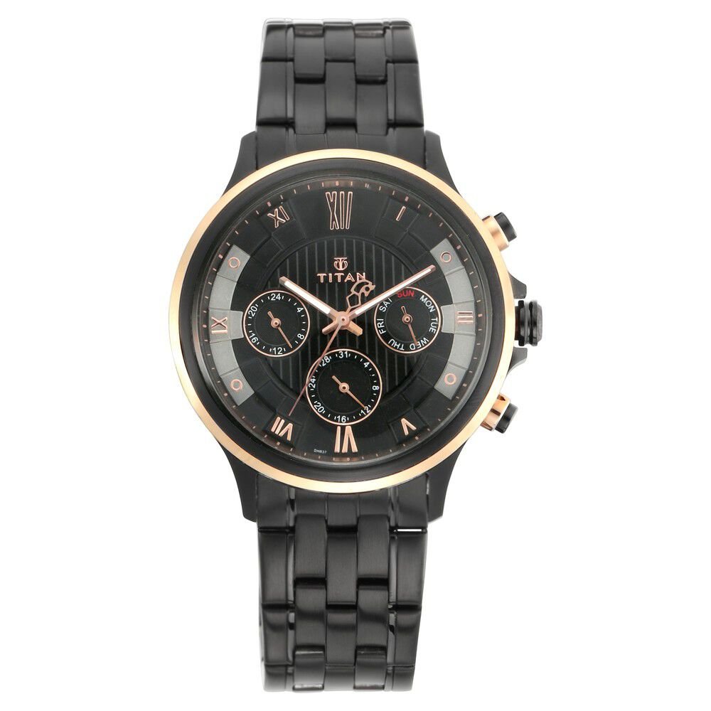 Titan Grandmaster Black Dial Quartz Multifunction Metal Strap watch for Men - The Watch Factory ®