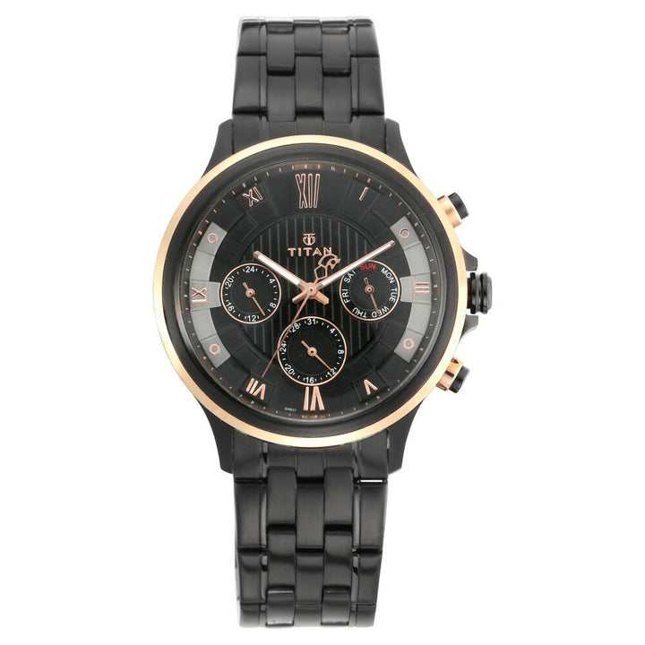 Titan Grandmaster Black Dial Quartz Multifunction Metal Strap watch for Men - The Watch Factory ®