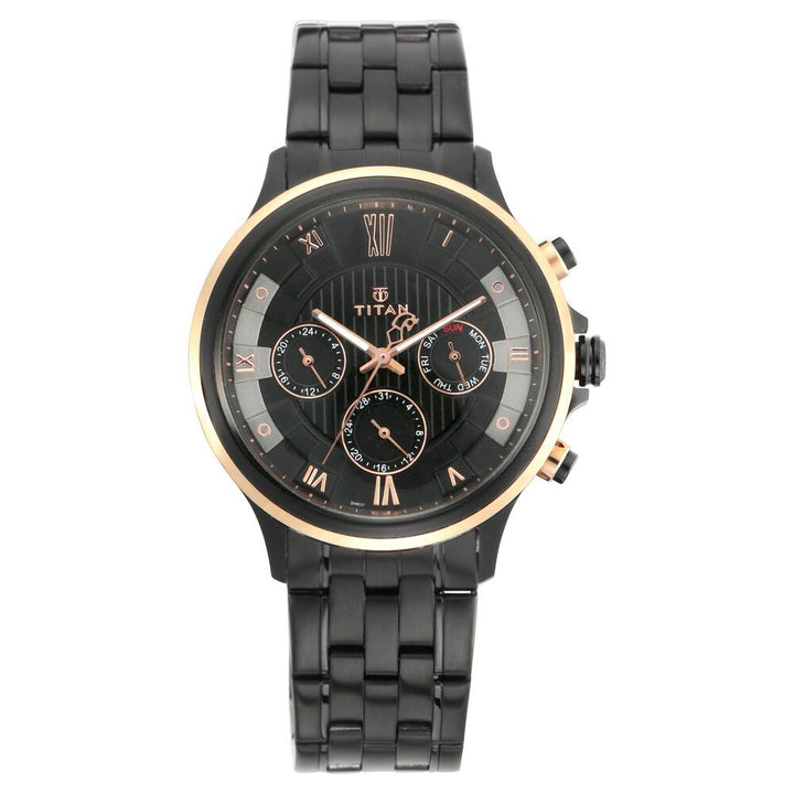 Titan Grandmaster Black Dial Quartz Multifunction Metal Strap watch for Men NS1787KM02