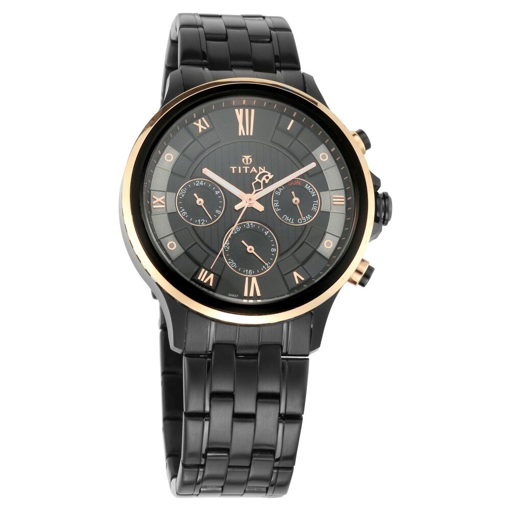 Titan Grandmaster Black Dial Quartz Multifunction Metal Strap watch for Men NS1787KM02