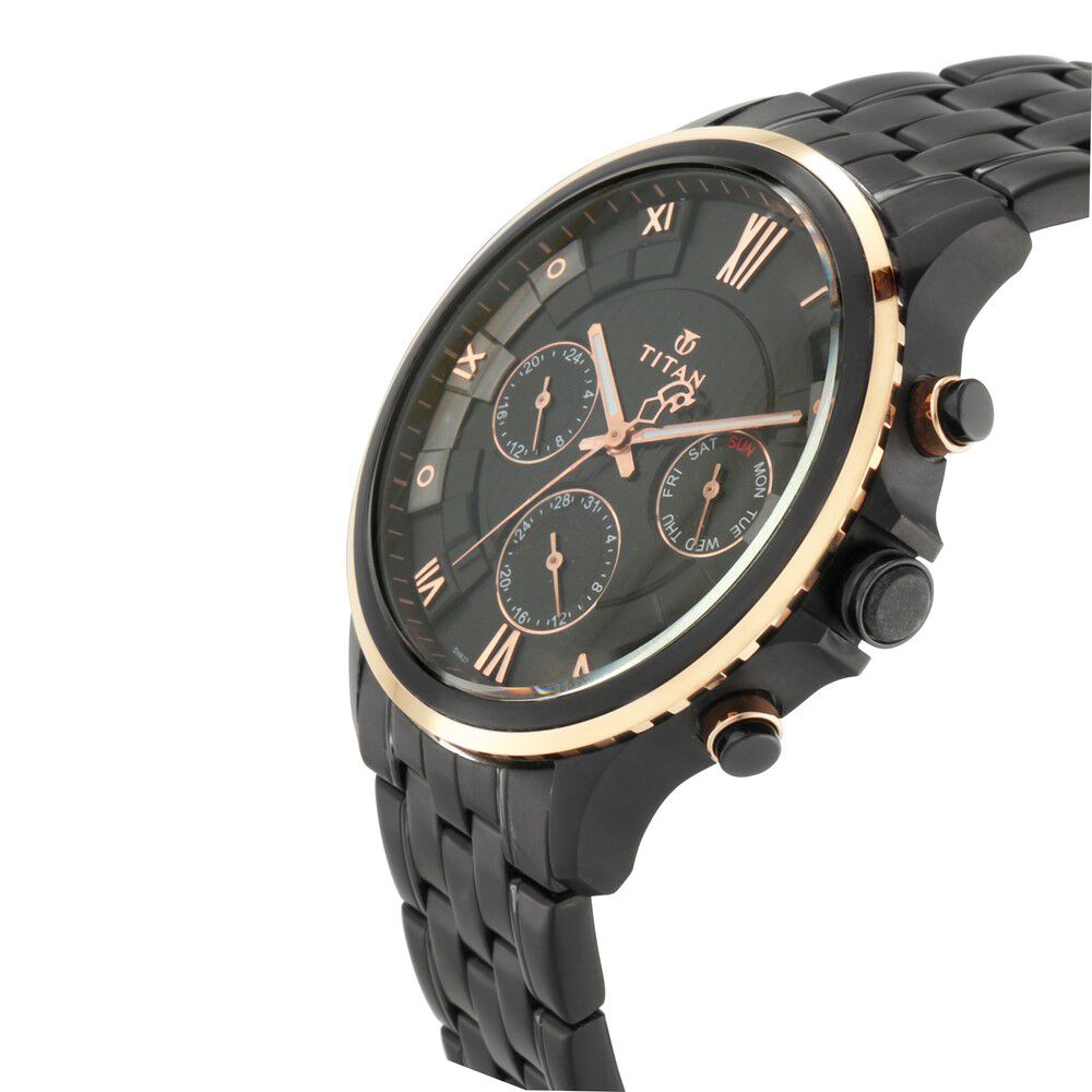 Titan Grandmaster Black Dial Quartz Multifunction Metal Strap watch for Men NS1787KM02