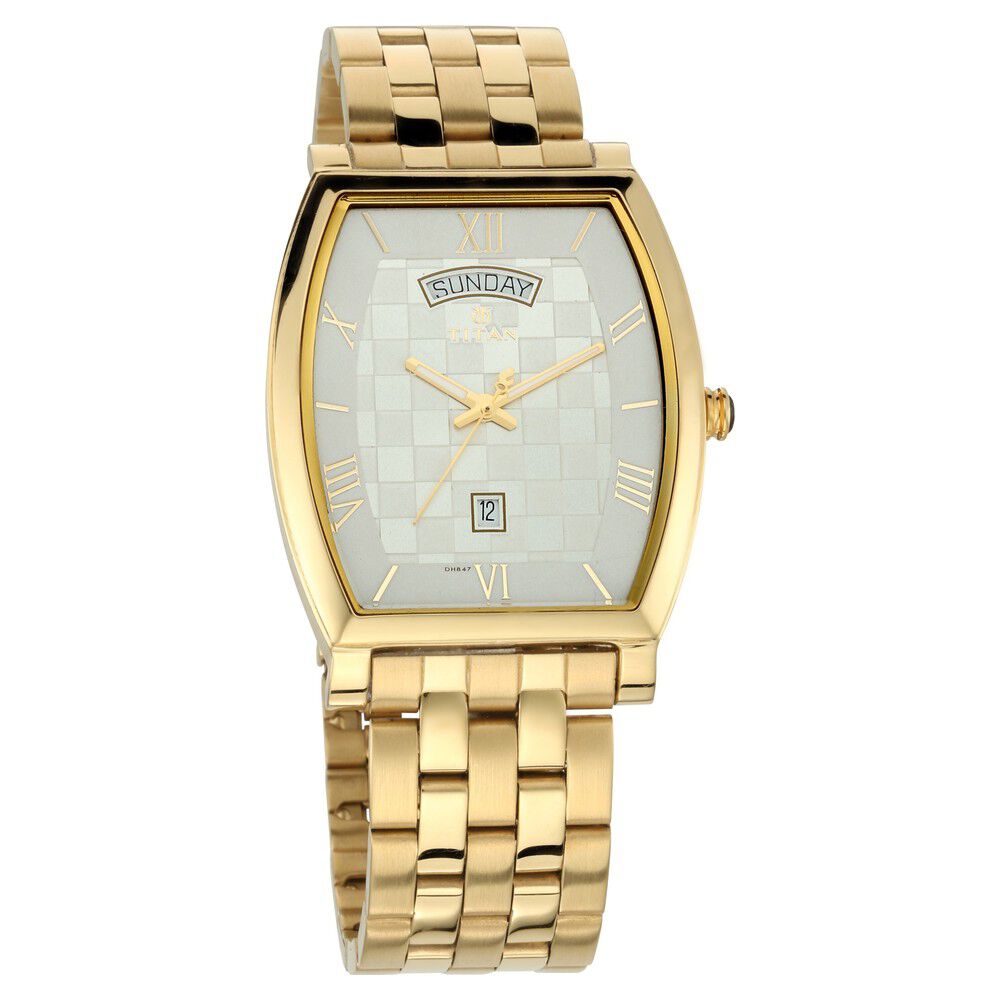 Titan Quartz Analog with Day and Date Silver Dial Metal Strap Watch for Men-1788YM01