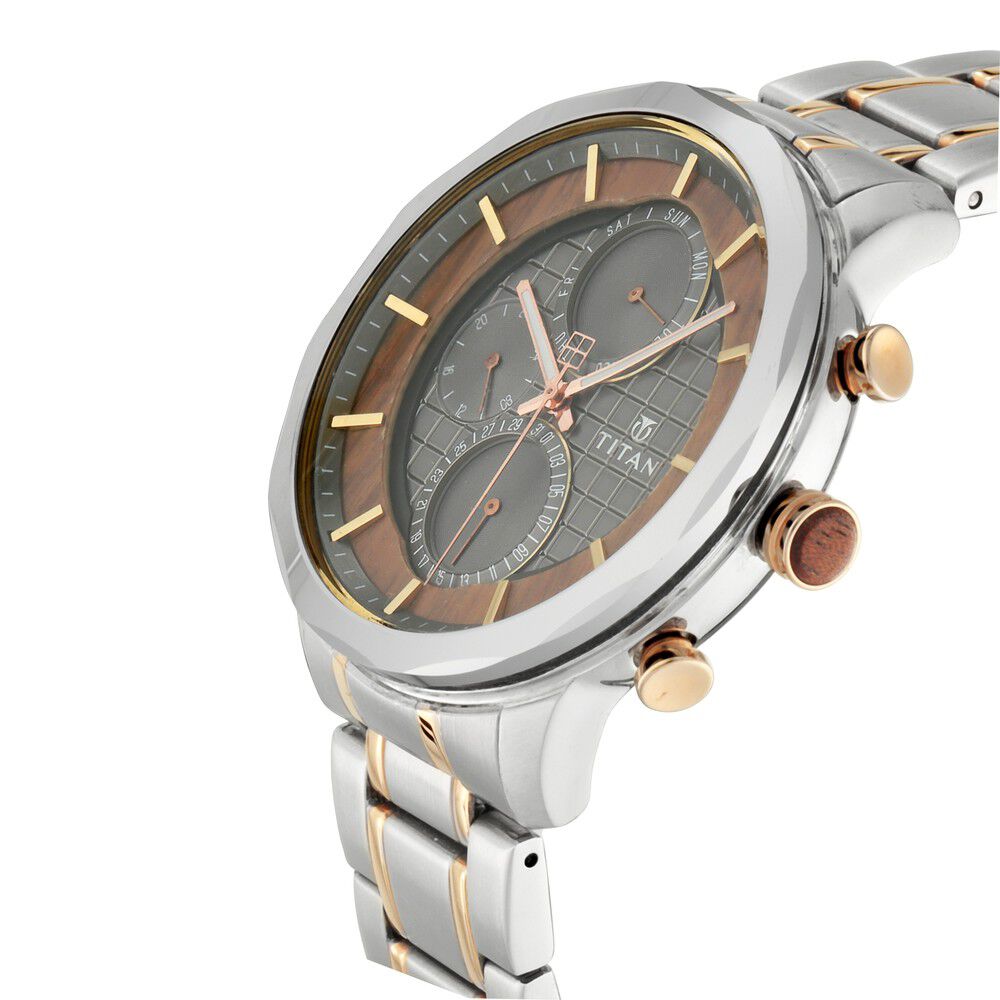 Titan Grandmaster Anthracite Dial Quartz Multifunction Metal Strap Watch for Men - The Watch Factory ®