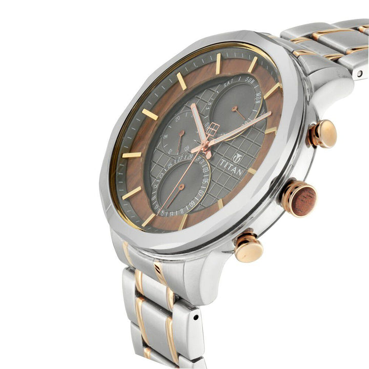 Titan Grandmaster Anthracite Dial Quartz Multifunction Metal Strap Watch for Men - The Watch Factory ®