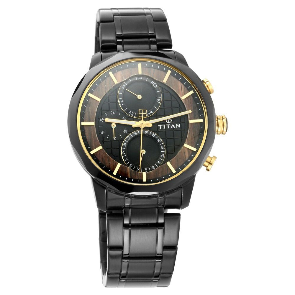 Titan Quartz Multifunction Black Dial Metal Strap Watch for Men - The Watch Factory ®