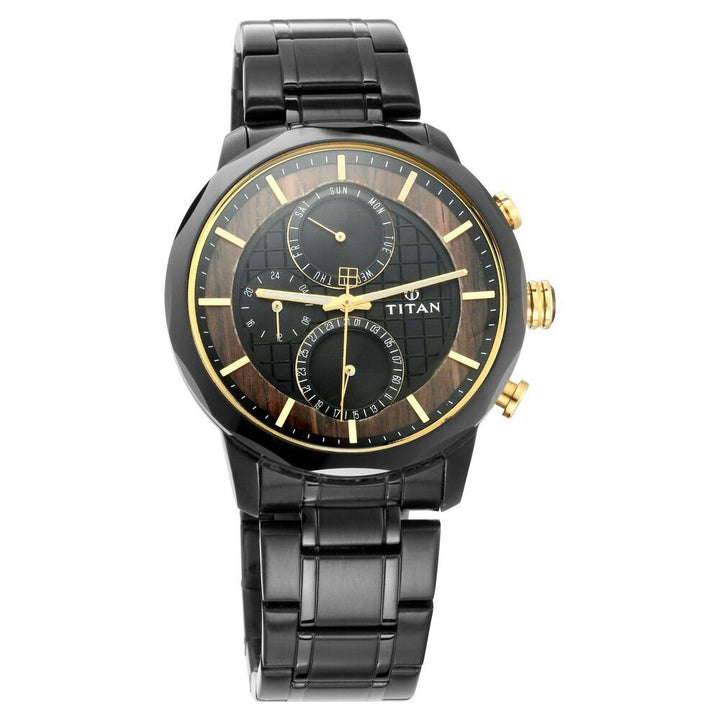 Titan Quartz Multifunction Black Dial Metal Strap Watch for Men - The Watch Factory ®
