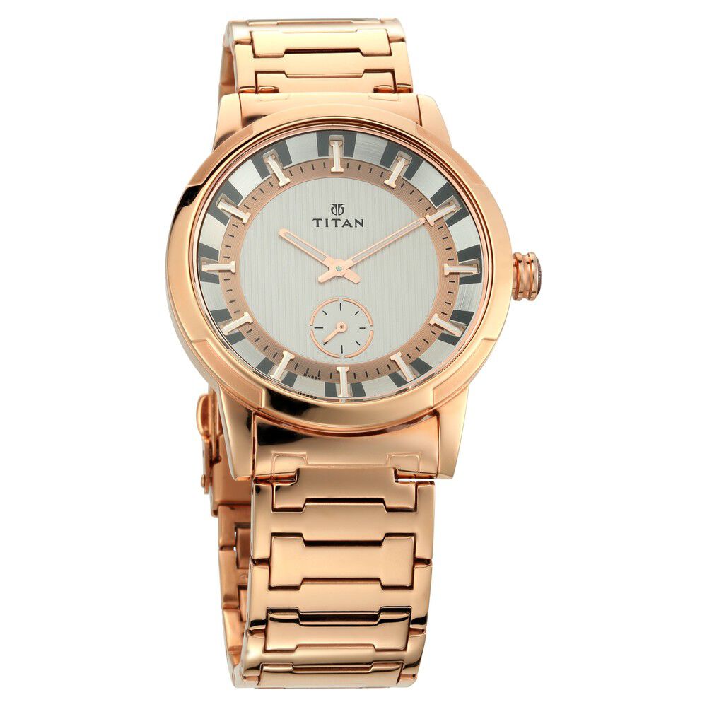 Titan Quartz Analog Silver Dial Metal Strap Watch for Men-NN1792WM01